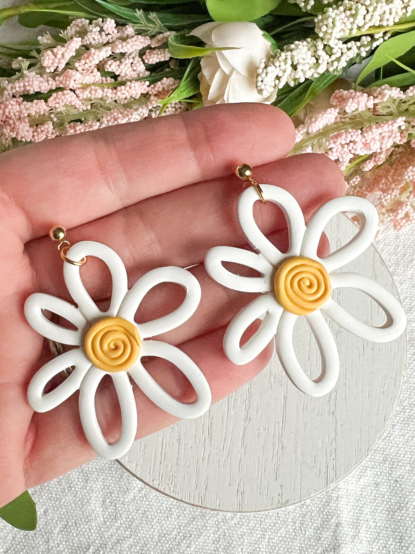 Daisy Doodle Polymer Clay Earrings