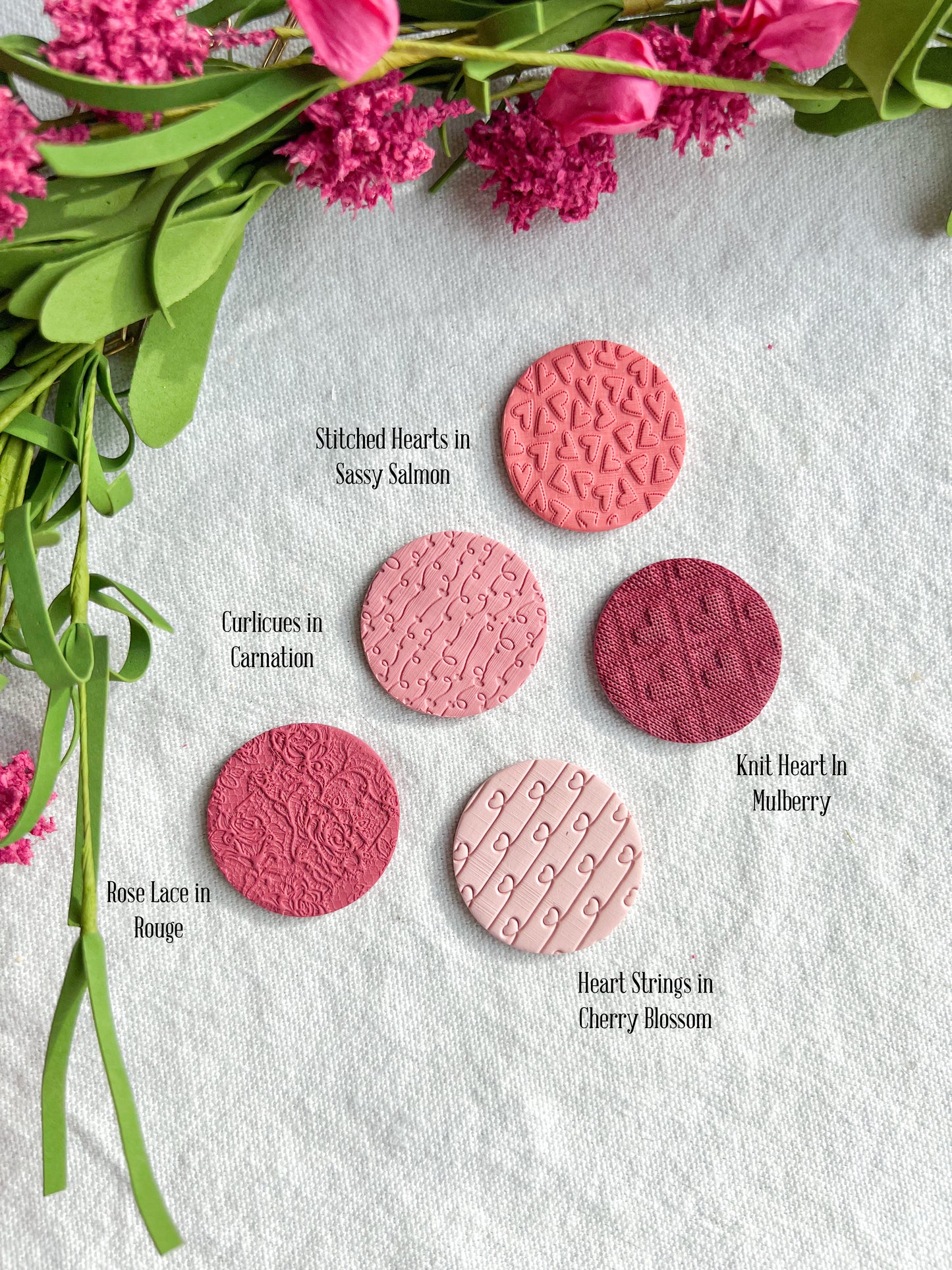 Pink Valentines Textured Polymer Clay Badges | Nurse and Teacher Retractable Badges