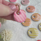Bright Pink and Peach Striped Interchangeable Clay Disc Charms (hoops sold separately)
