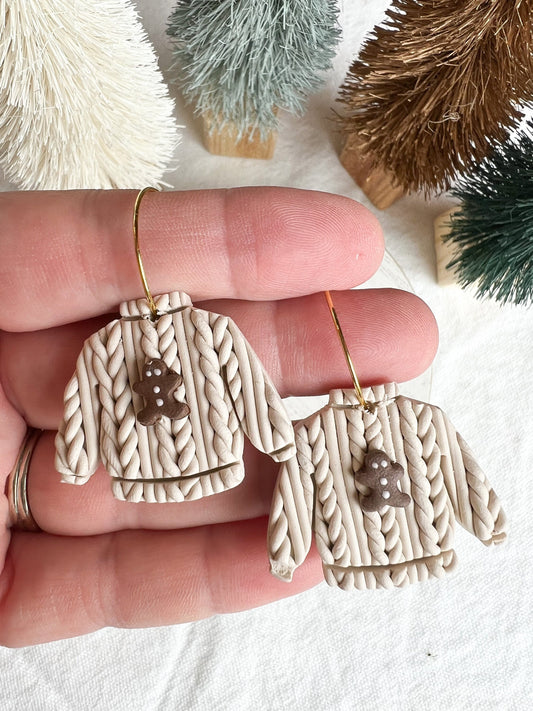 Gingerbread Knit Christmas Sweater Dangles