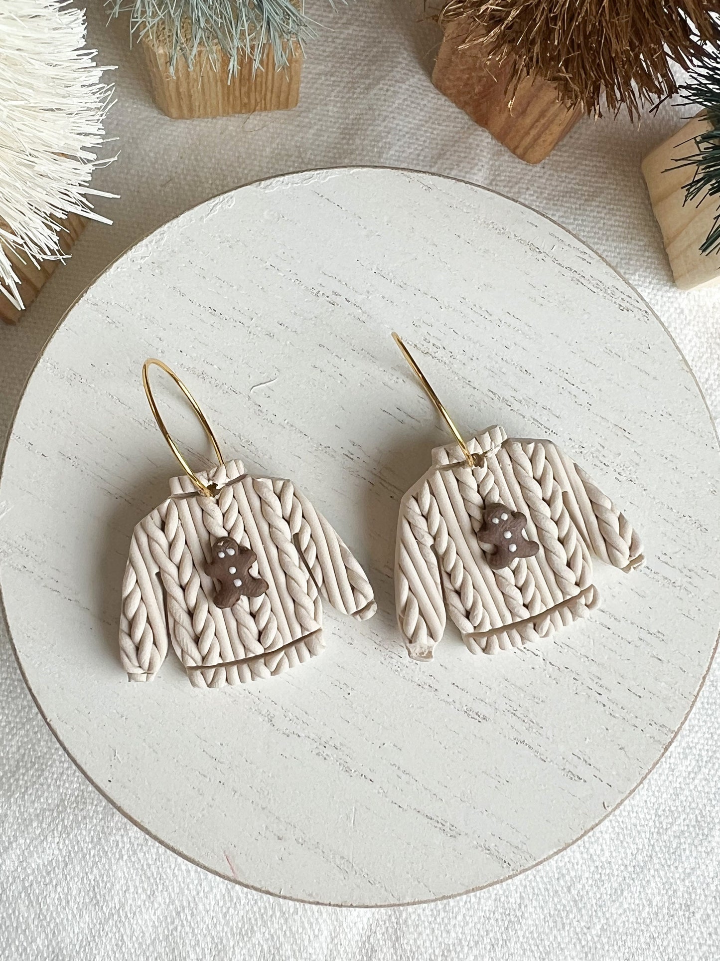 Gingerbread Knit Christmas Sweater Dangles