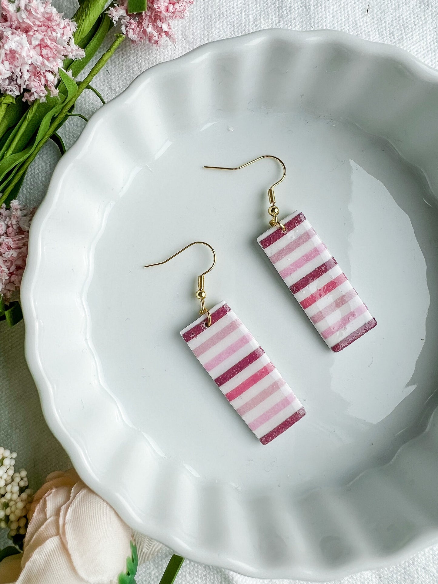 Ombre Pink Striped Dangles