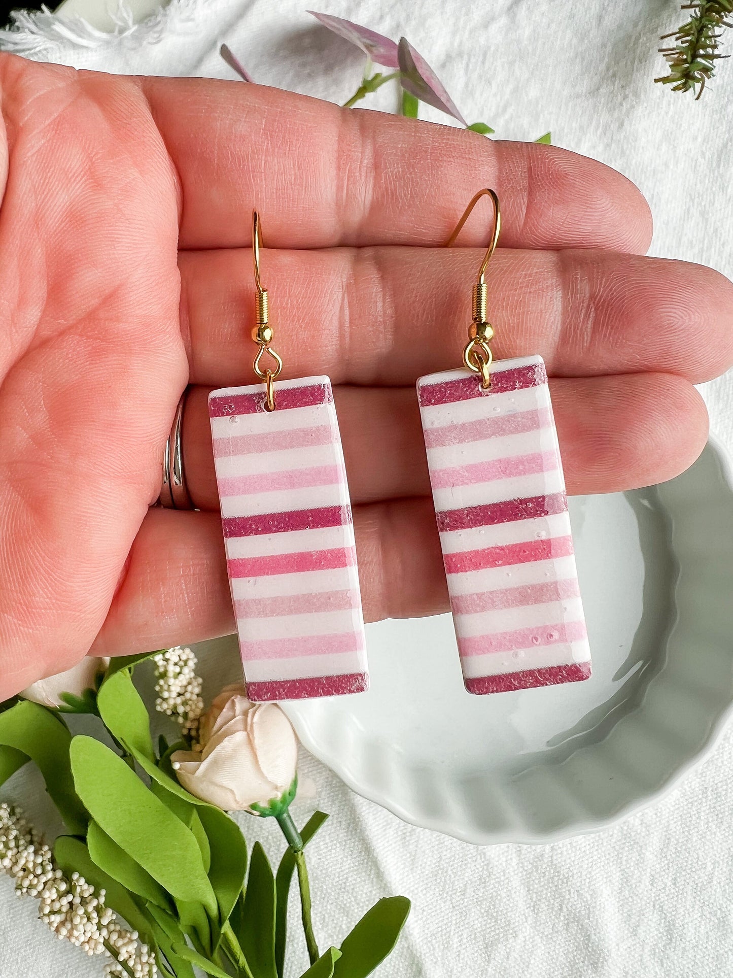 Ombre Pink Striped Dangles