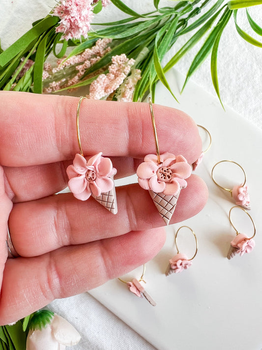 Strawberry Flower Ice Cream Cone Dangles