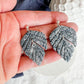 Navy Blue Botanical Foliage Polymer Clay Earrings