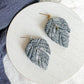 Navy Blue Botanical Foliage Polymer Clay Earrings