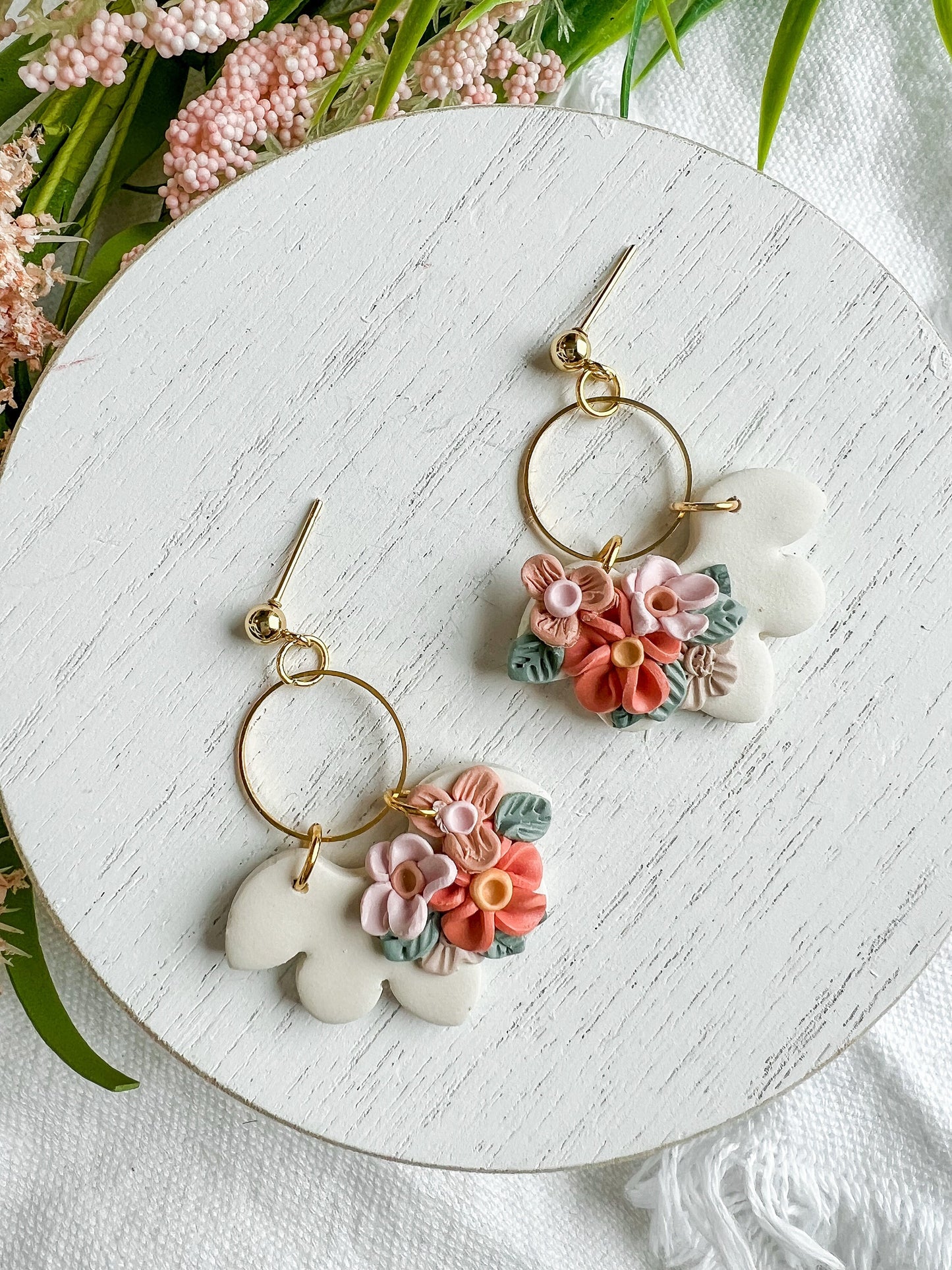 Scalloped Handmade Floral Dangles