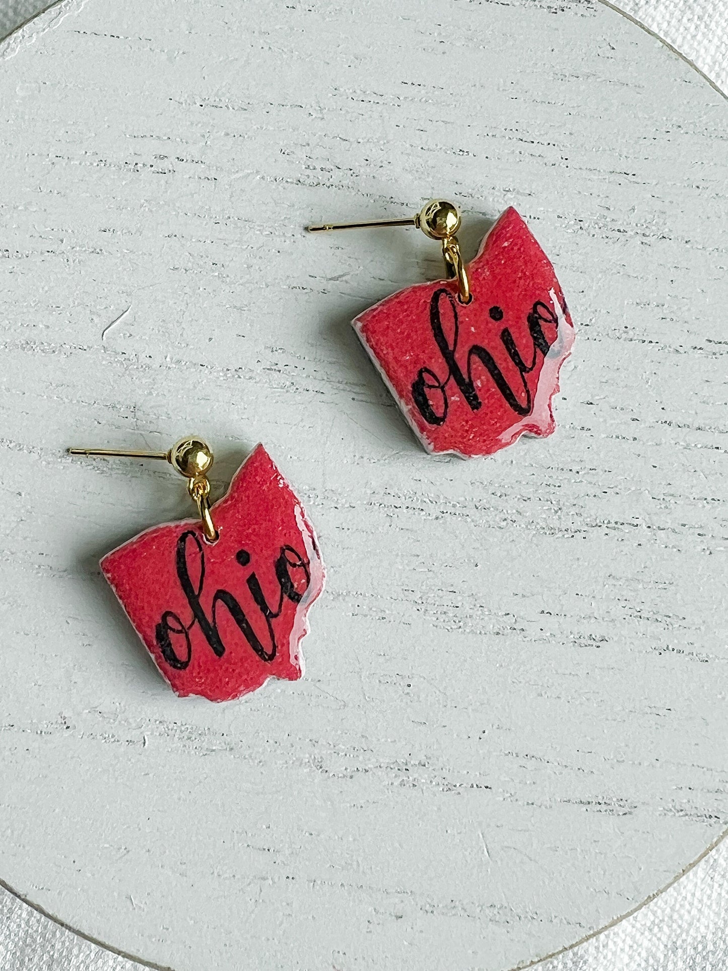 State of Ohio Cursive Script Dangles