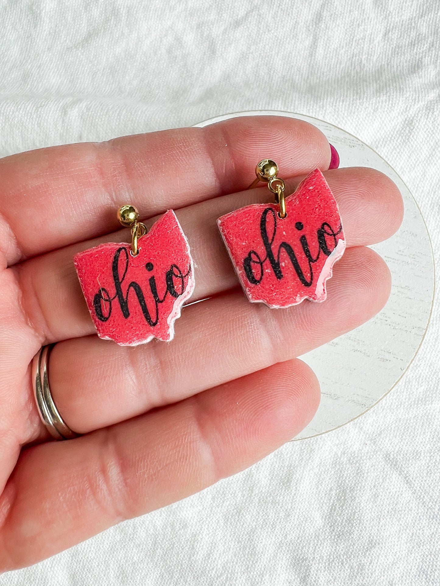 State of Ohio Cursive Script Dangles