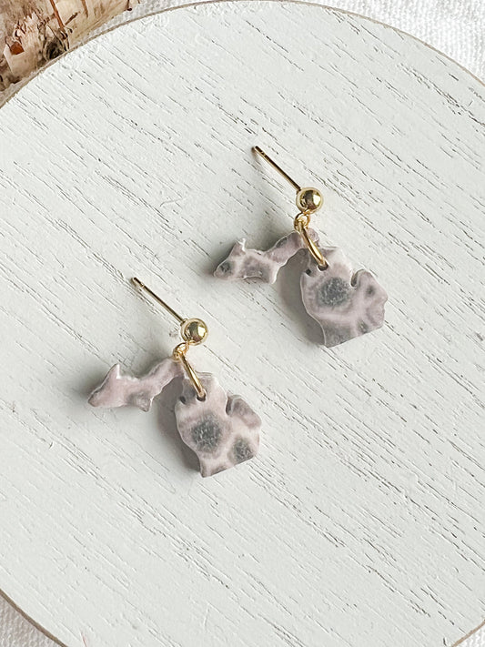 Petoskey Stone State of Michigan Mini Dangles