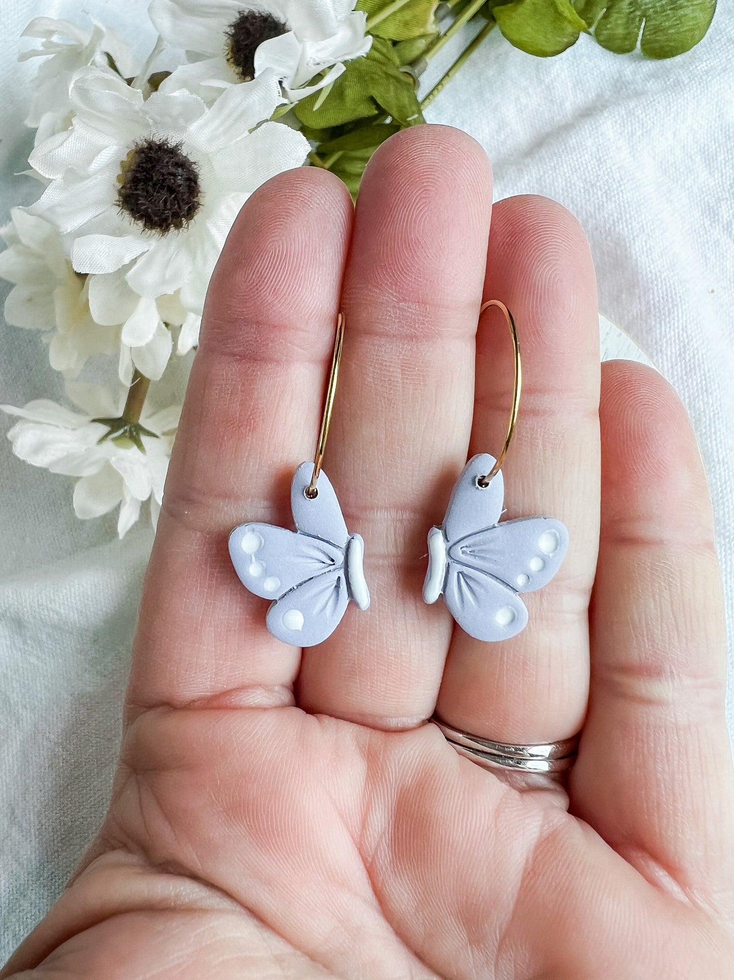 Pastel Purple Mirrored Butterfly Mini Dangles