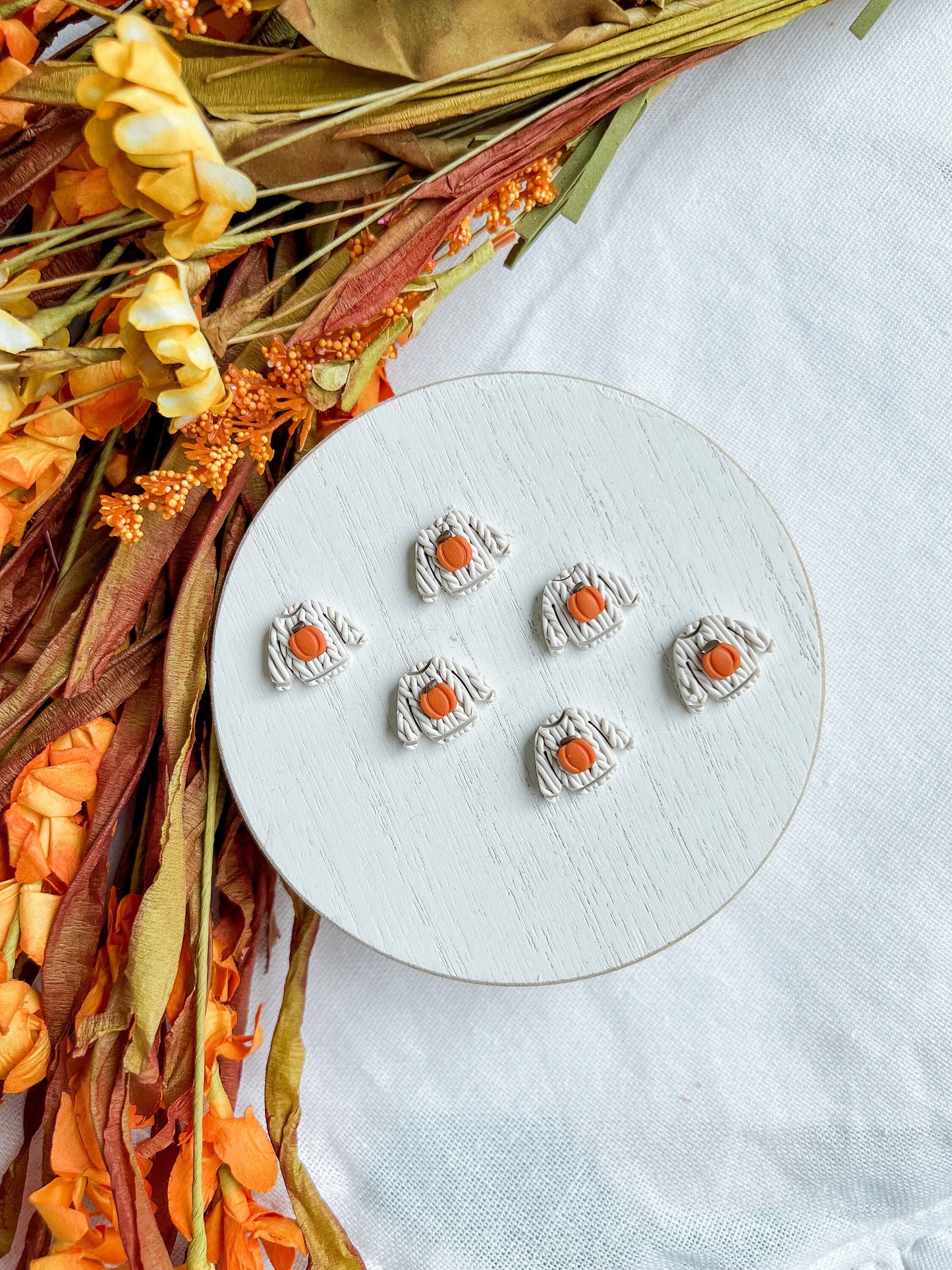 Knitted Mini Pumpkin Sweater Studs