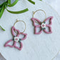 Cutout Soft Pink Floral Butterfly Hoops