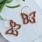 Cutout Cinnamon Floral Butterfly Hoops