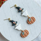 Three Tiered Witch Hat, Ghost, Pumpkin Halloween Dangles