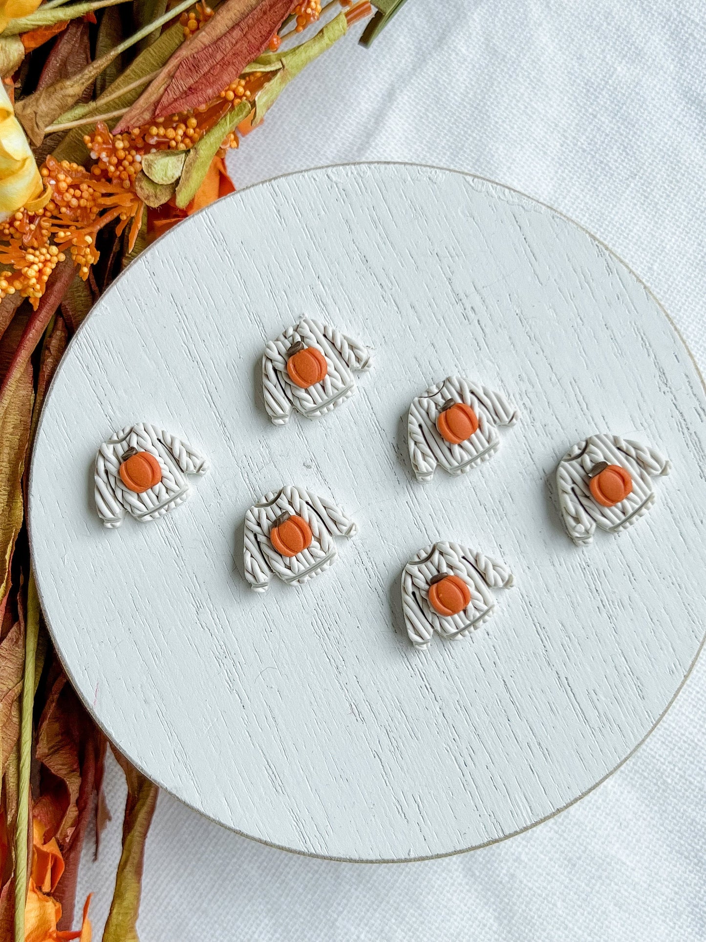 Knitted Mini Pumpkin Sweater Studs