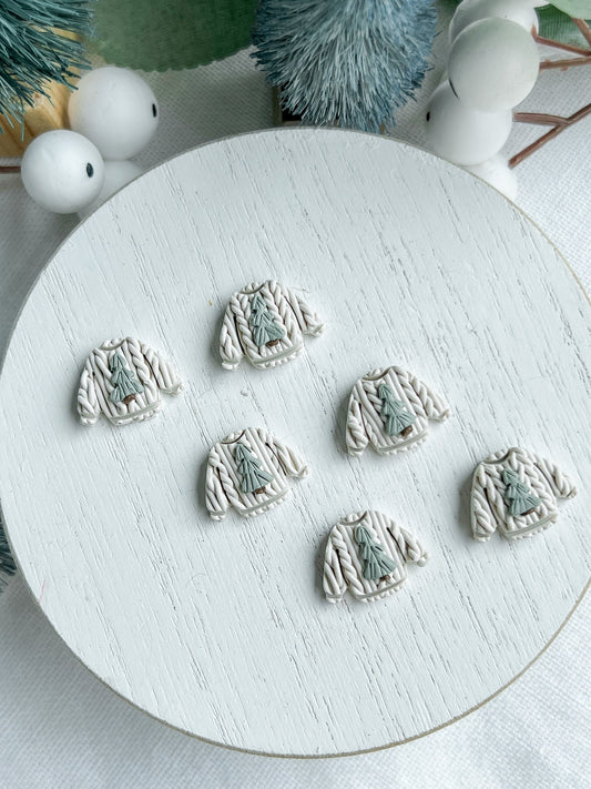 Knitted Mini Christmas Tree Sweater Studs