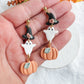 Three Tiered Witch Hat, Ghost, Pumpkin Halloween Dangles