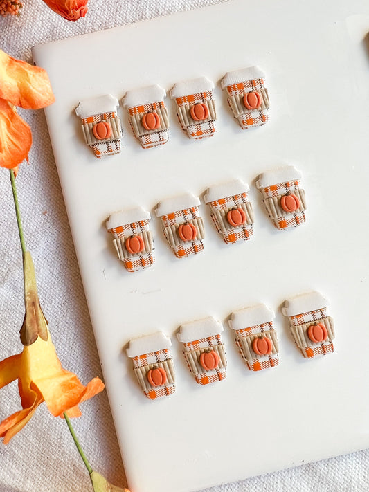 Tartan Patterned Pumpkin Spice Latte Studs |