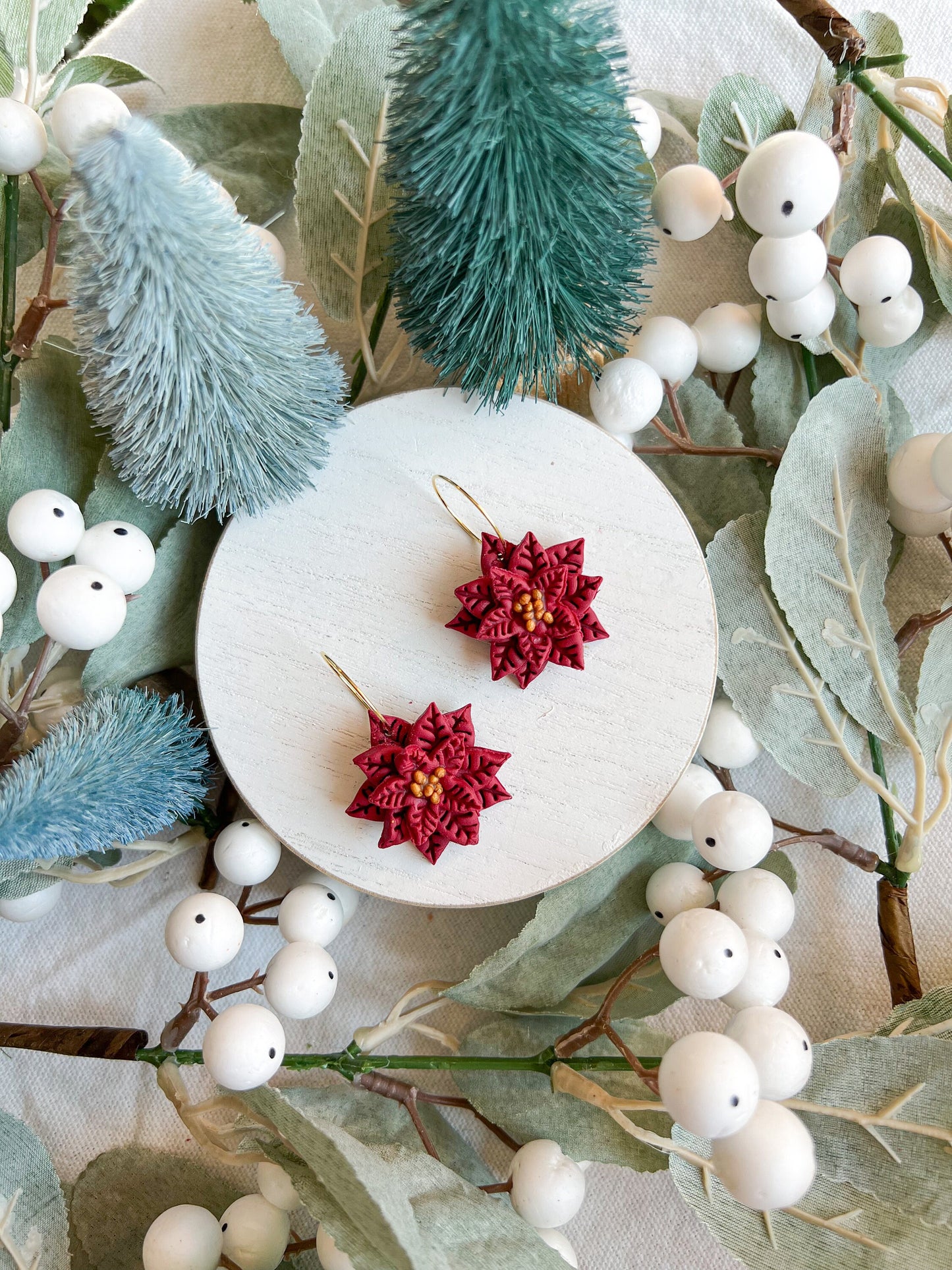 Christmas/Holiday Scarlet Poinsettia Dangles