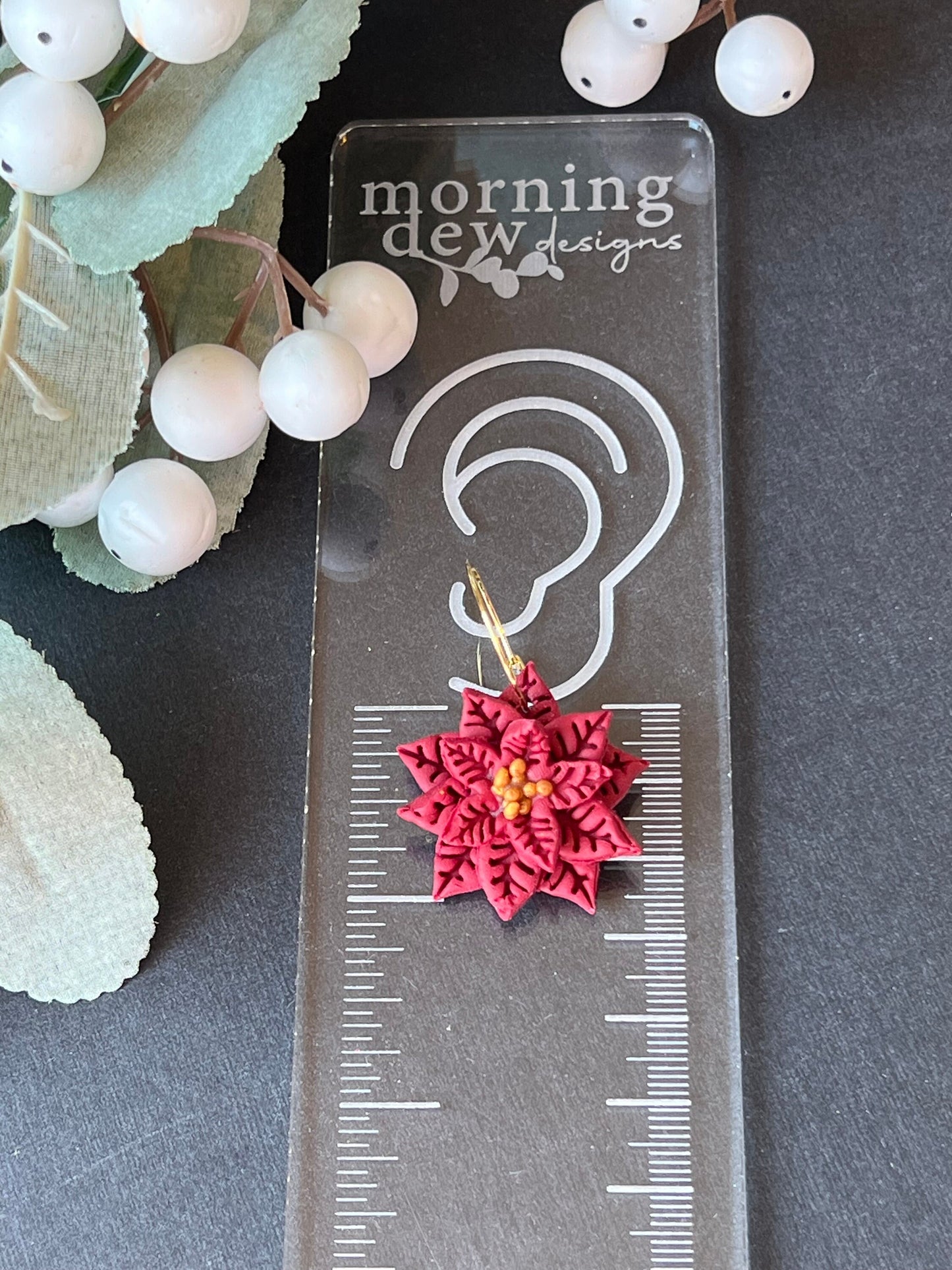 Christmas/Holiday Scarlet Poinsettia Dangles