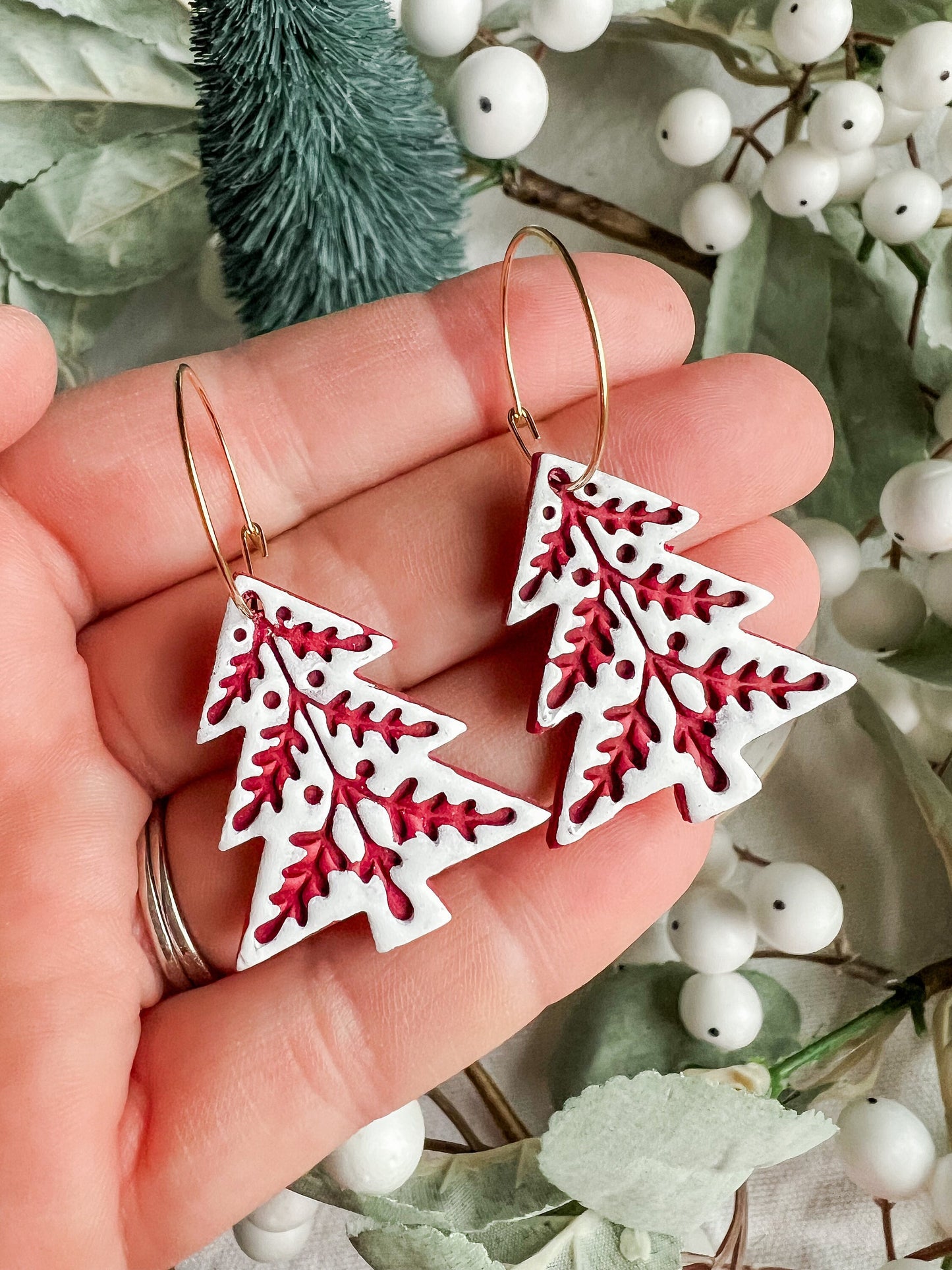 Scandinavian Red Christmas Tree Dangles