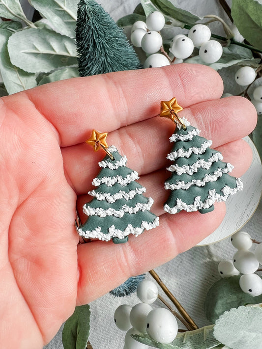 Snow Flocked Christmas Tree Dangles