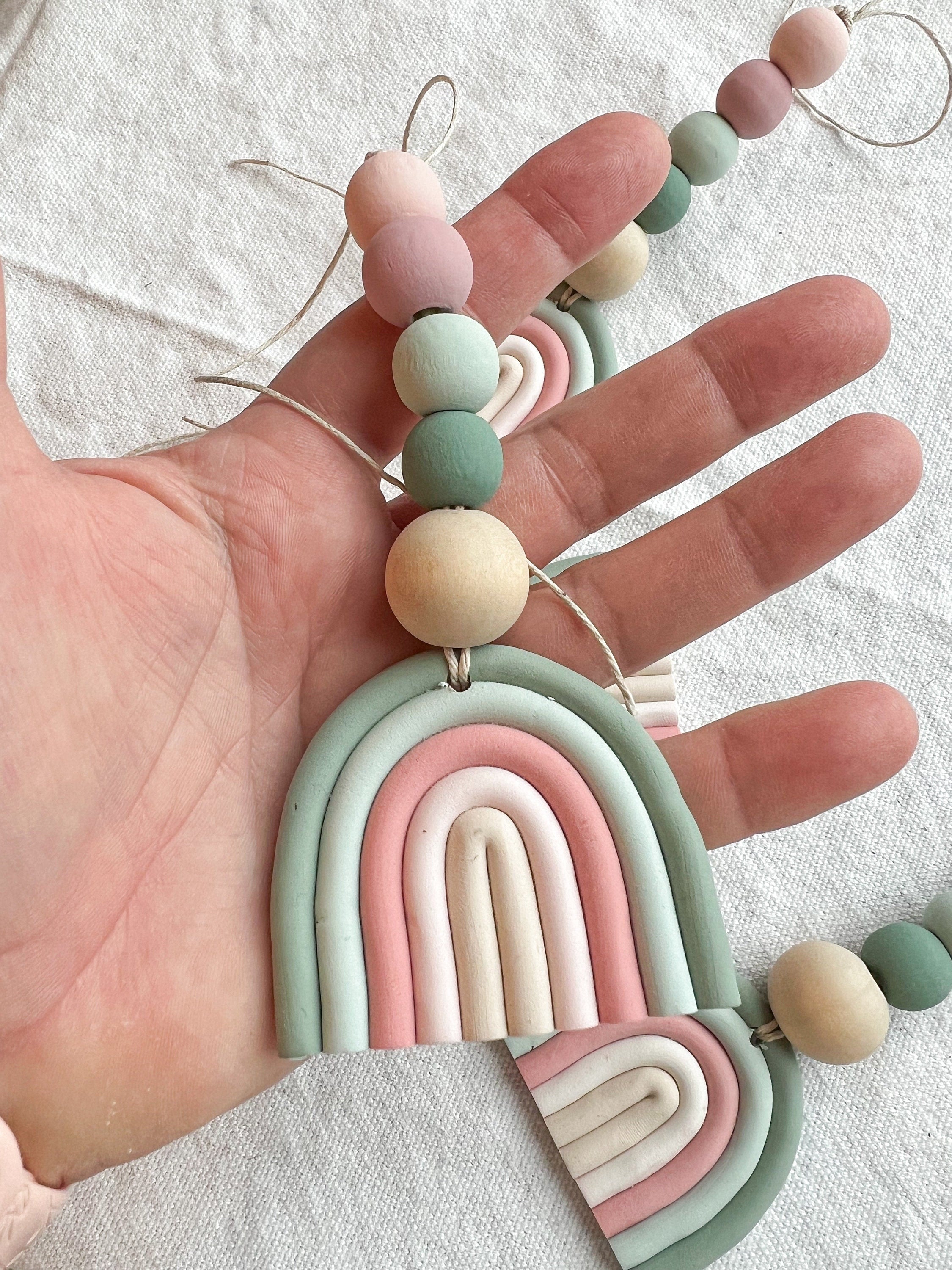 Boho Soft Pastel Rainbow Car Mirror Diffuser – Morning Dew Designs