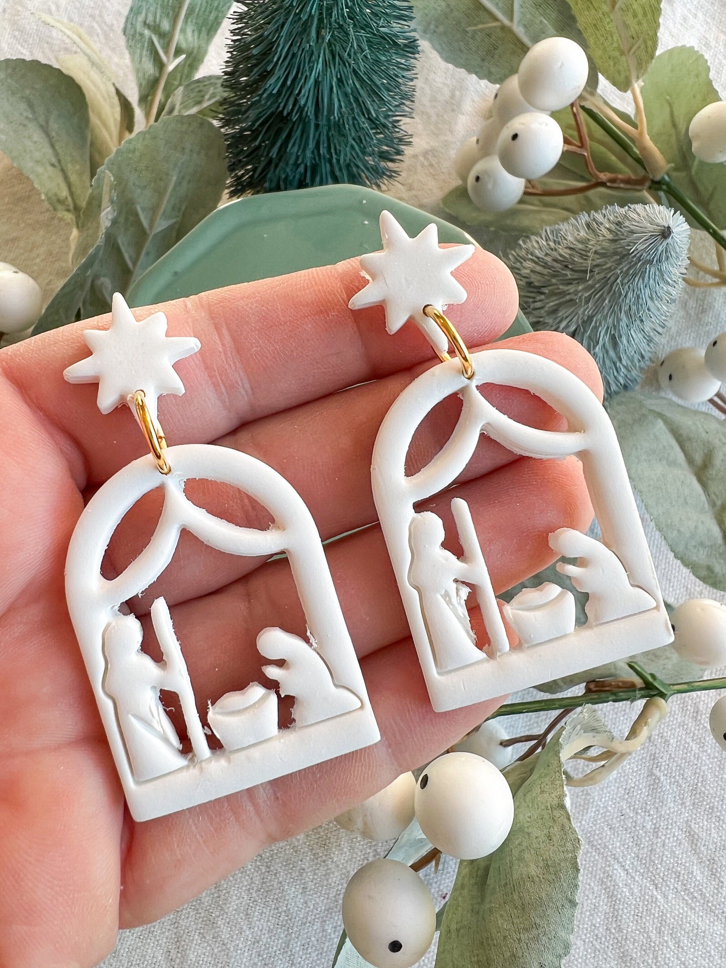 Nativity Scene Polymer Clay Dangles