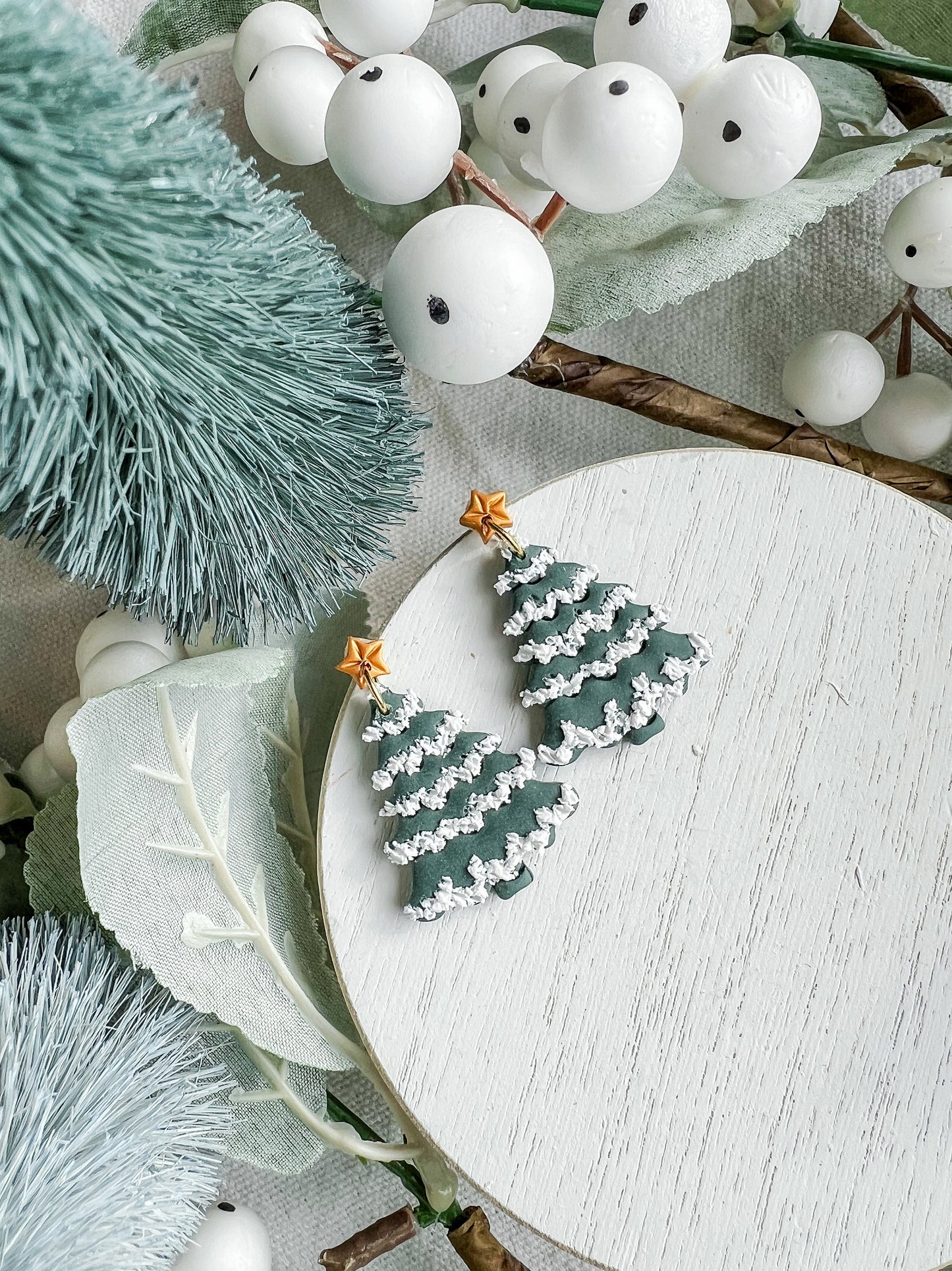 Snow Flocked Christmas Tree Dangles