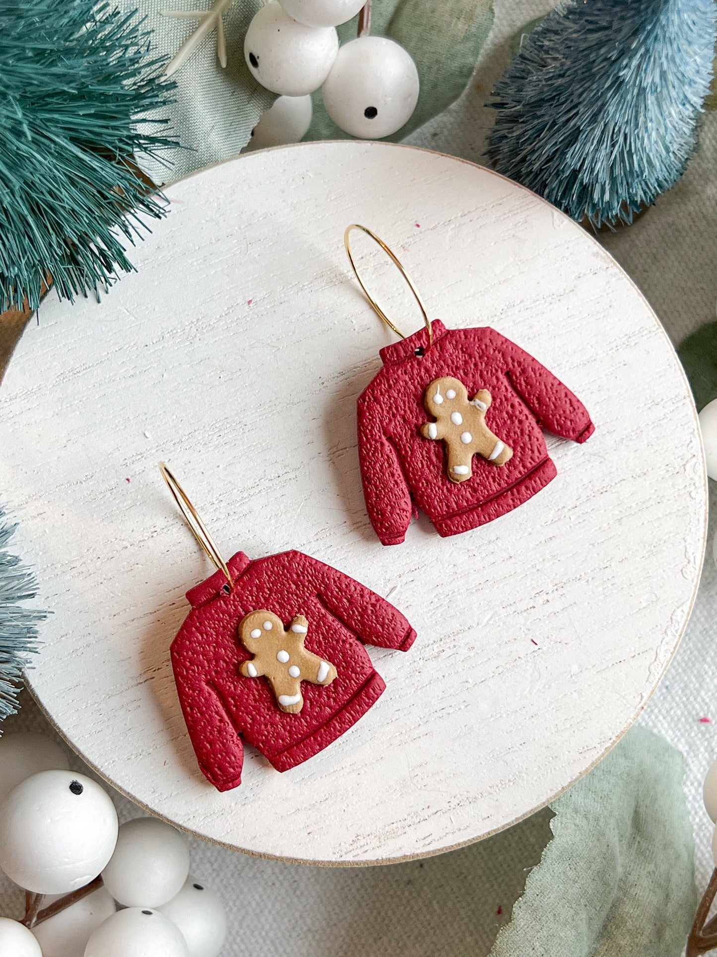 Christmas Red Gingerbread Sweater Dangles