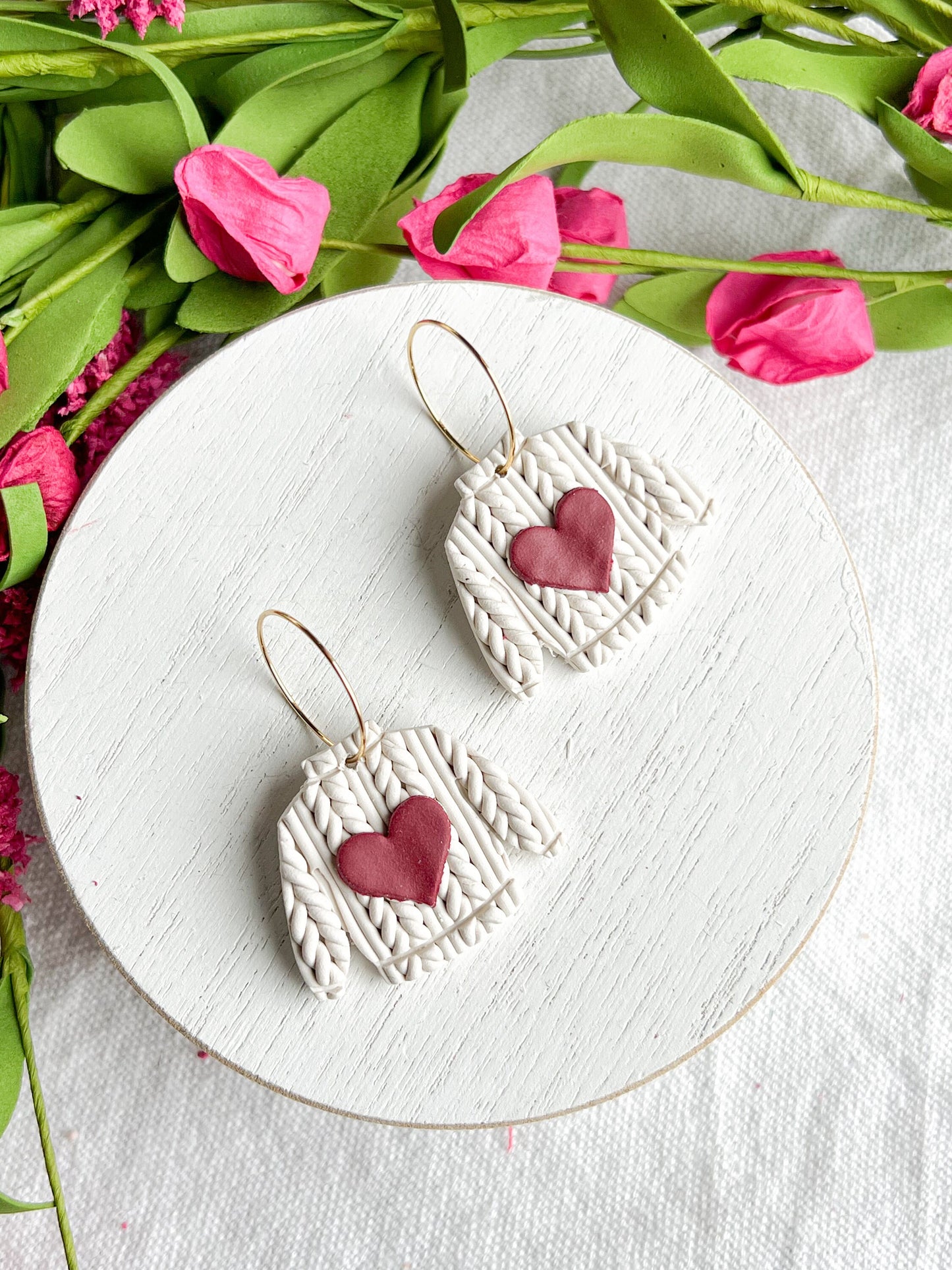 Heart Knit Valentine's Day Sweater Dangles