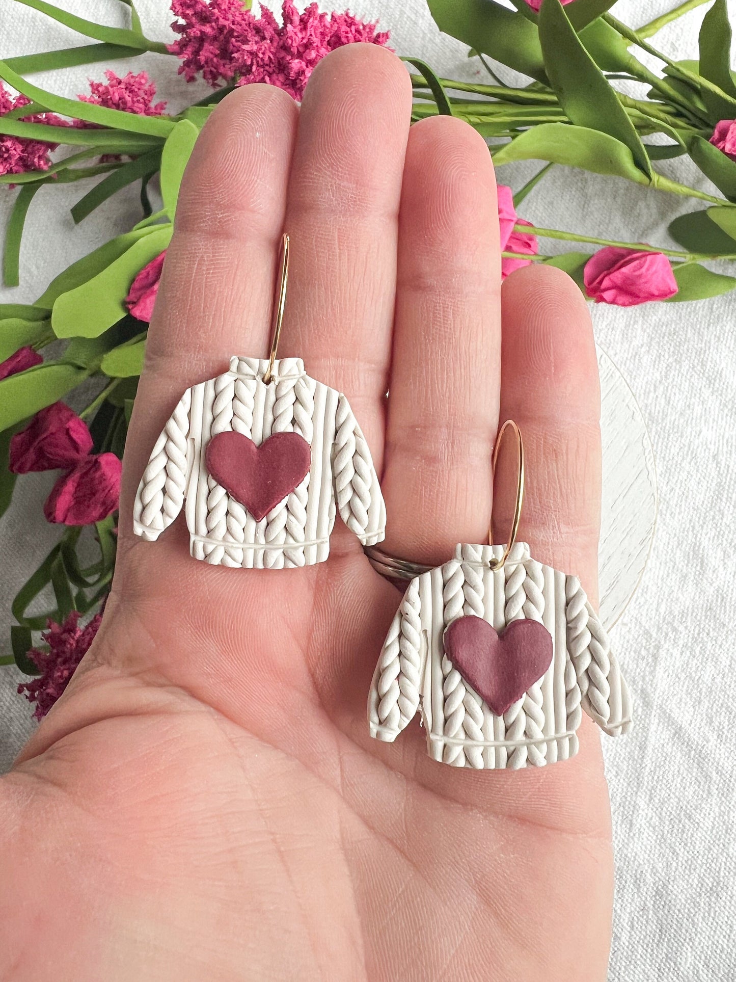 Heart Knit Valentine's Day Sweater Dangles