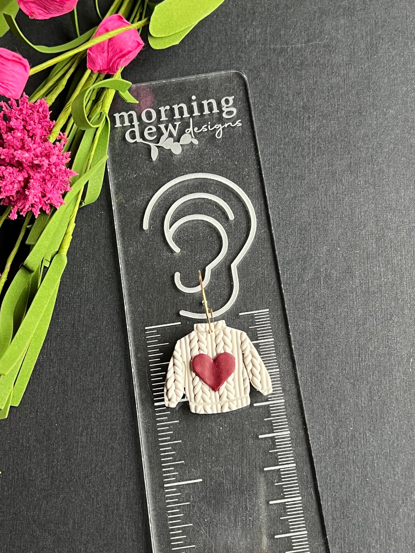 Heart Knit Valentine's Day Sweater Dangles