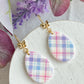Pastel Plaid Easter Egg Dangles with Gold Butterfly Fishhooks